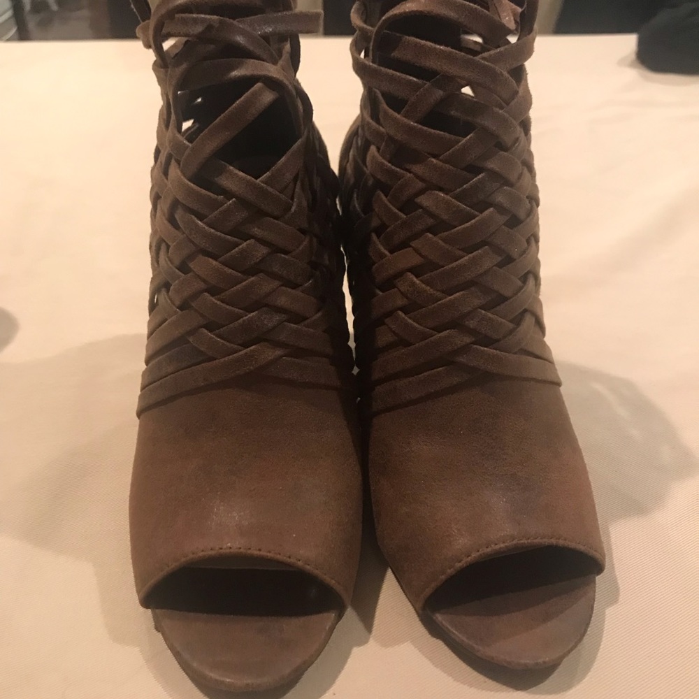 Peep toe booties